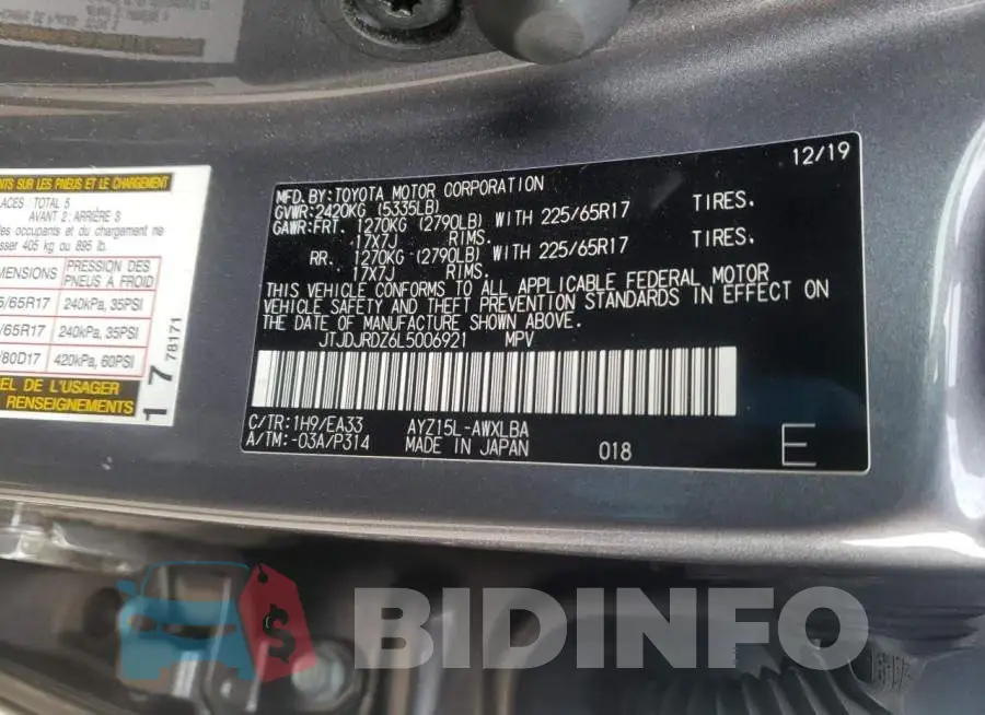 JTJDJRDZ6L5006921 Photo# 12