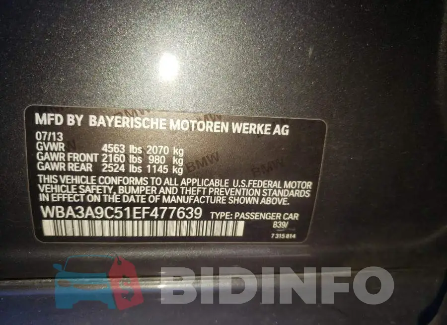 WBA3A9C51EF477639 Photo# 10