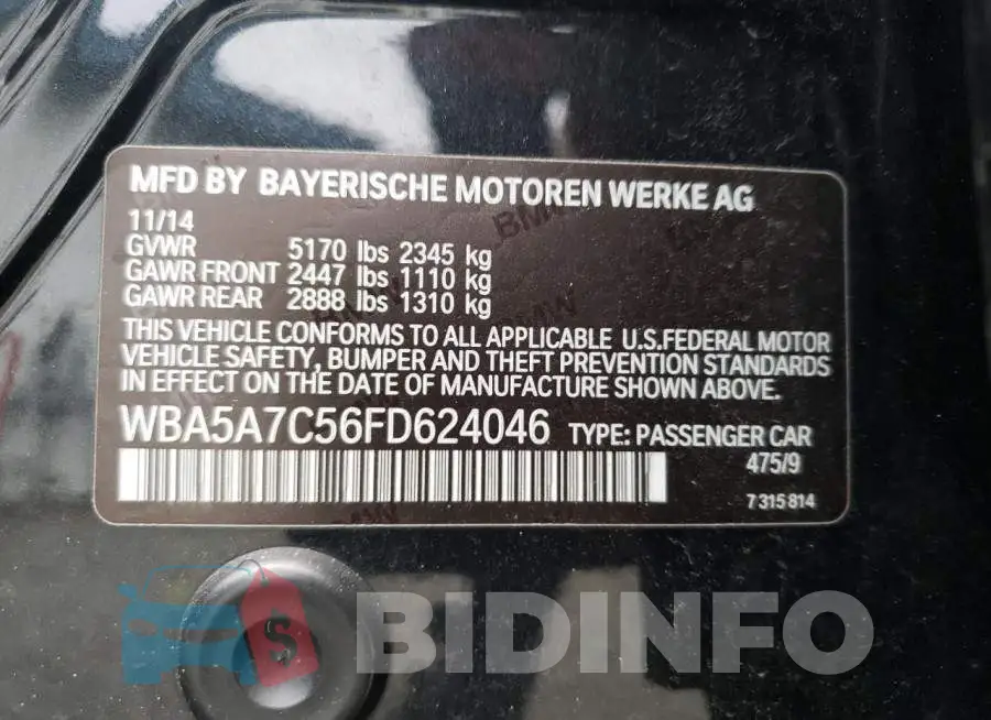 WBA5A7C56FD624046 Photo# 12