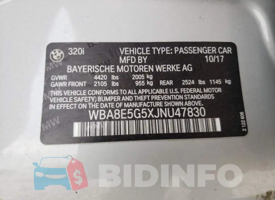WBA8E5G5XJNU47830 Photo# 10