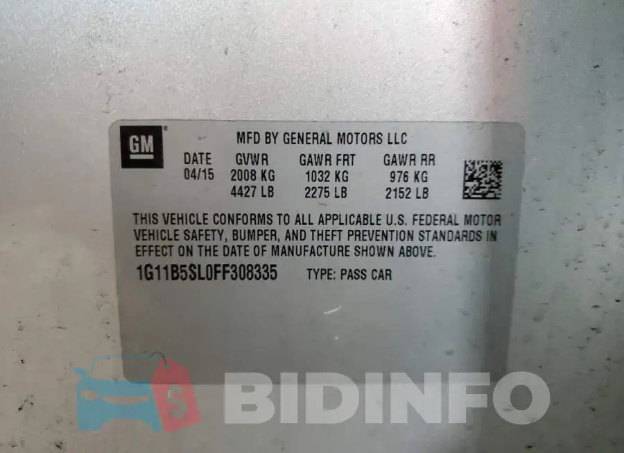 1G11B5SL0FF308335 Photo# 12