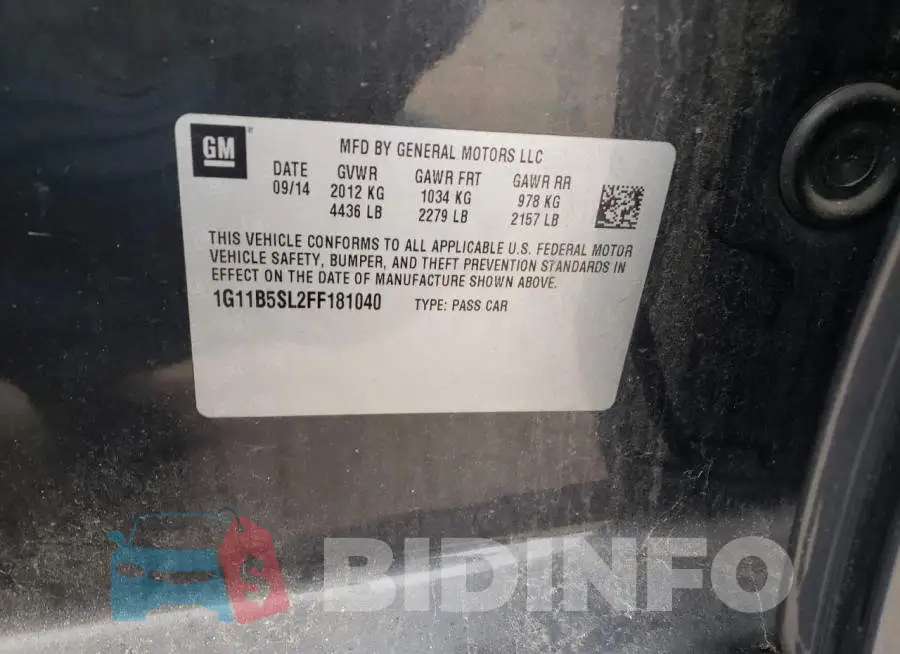 1G11B5SL2FF181040 Photo# 12