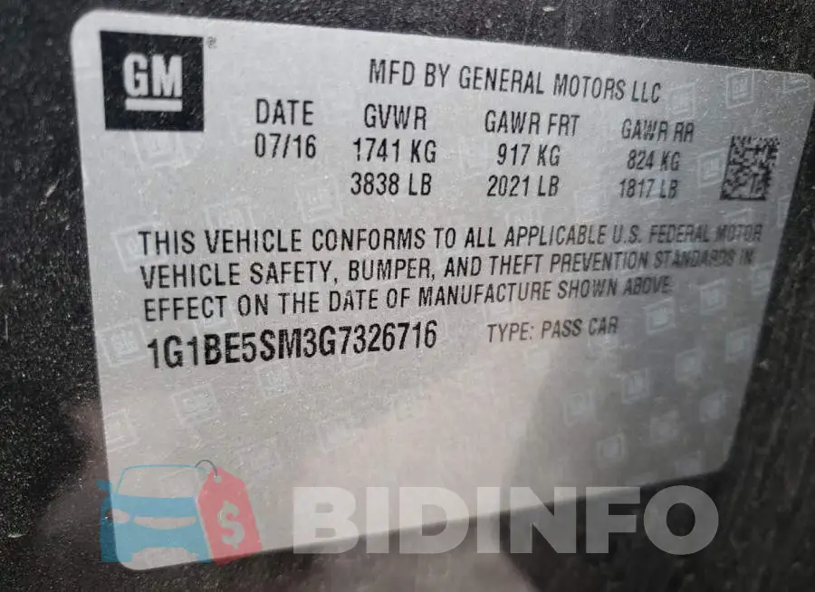 1G1BE5SM3G7326716 Photo# 10