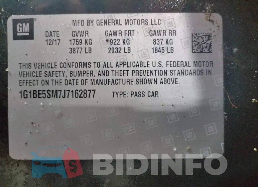 1G1BE5SM7J7162877 Photo# 12