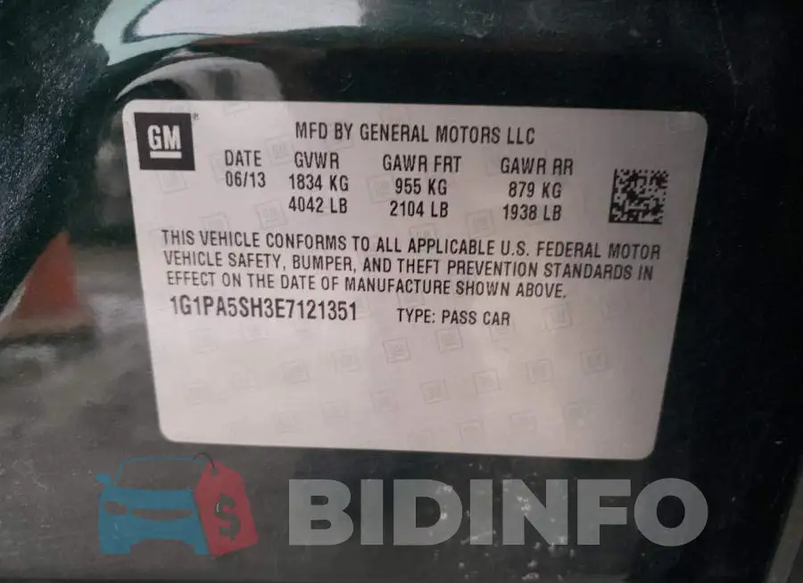 1G1PA5SH3E7121351 Photo# 12