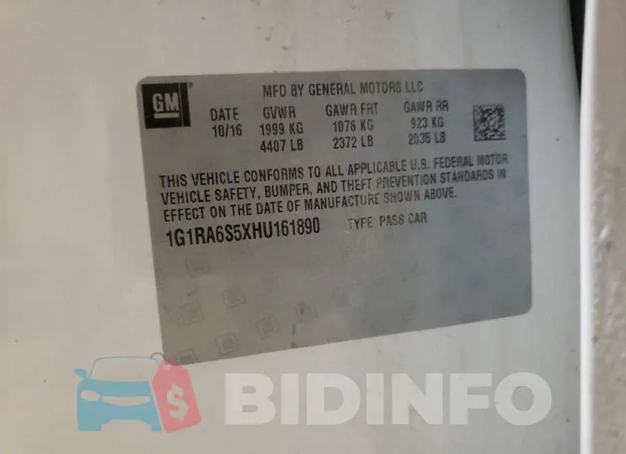 1G1RA6S5XHU161890 Photo# 13