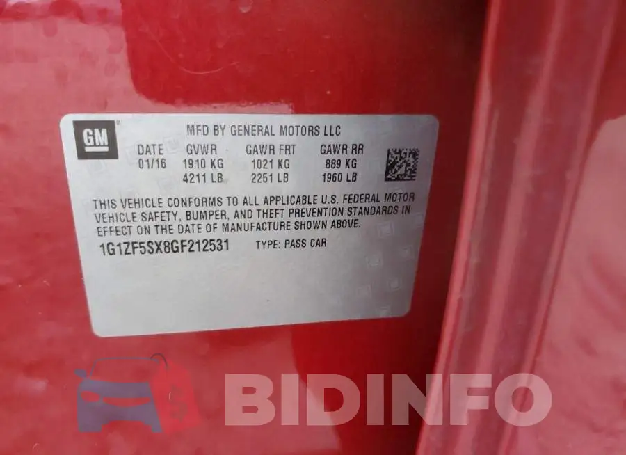 1G1ZF5SX8GF212531 Photo# 12