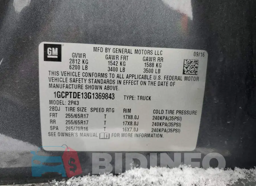 1GCPTDE13G1369843 Photo# 13