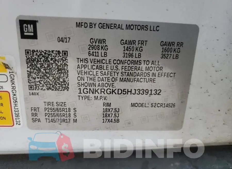1GNKRGKD5HJ339132 Photo# 13