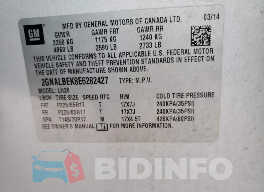 2GNALBEK8E6282427 Photo# 13