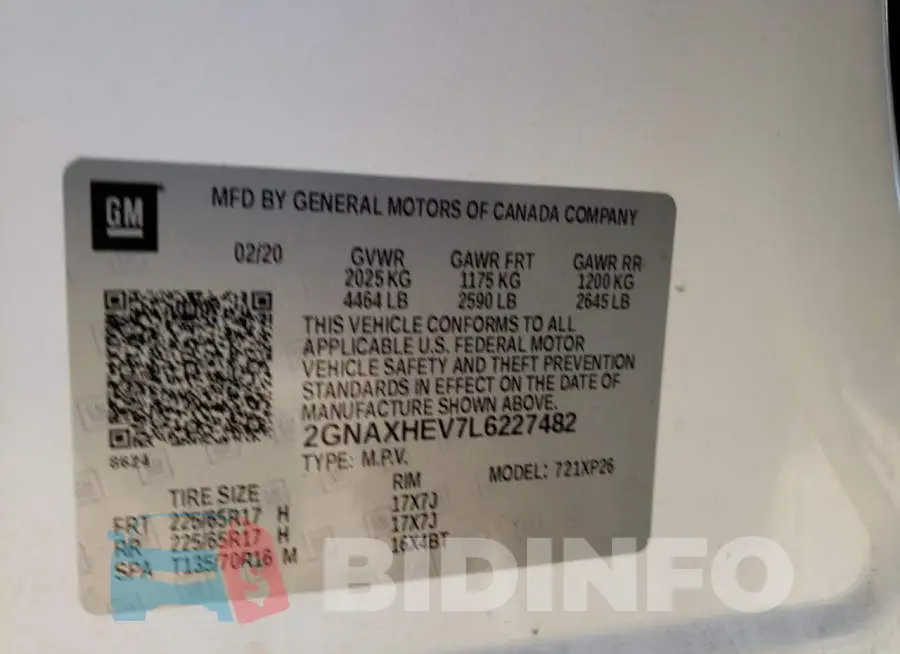 2GNAXHEV7L6227482 Photo# 14