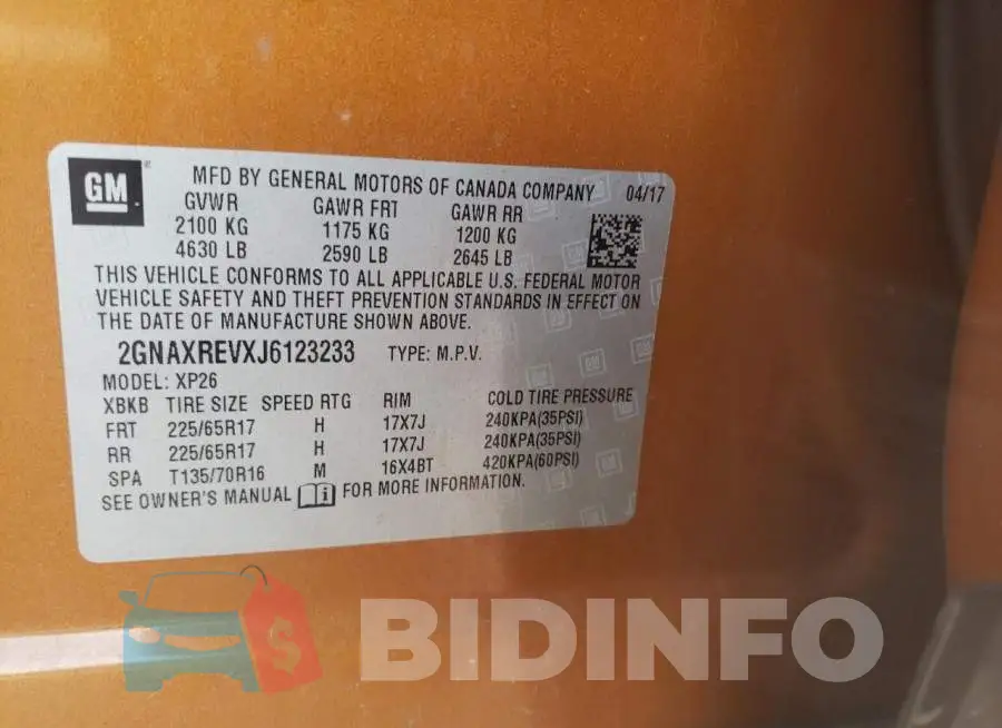 2GNAXREVXJ6123233 Photo# 13