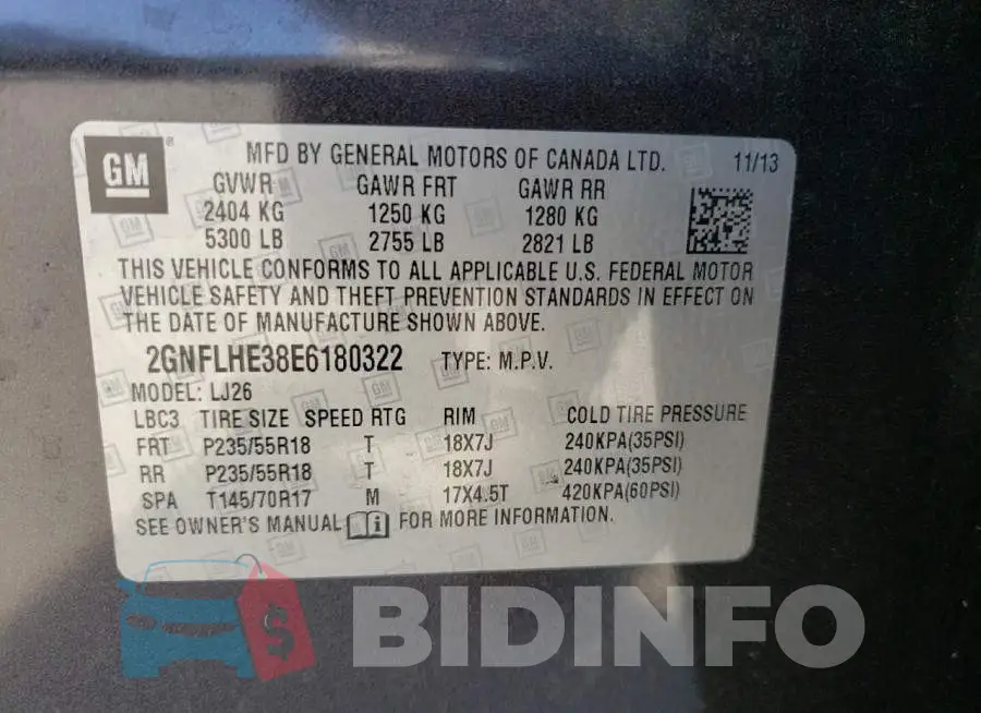 2GNFLHE38E6180322 Photo# 12