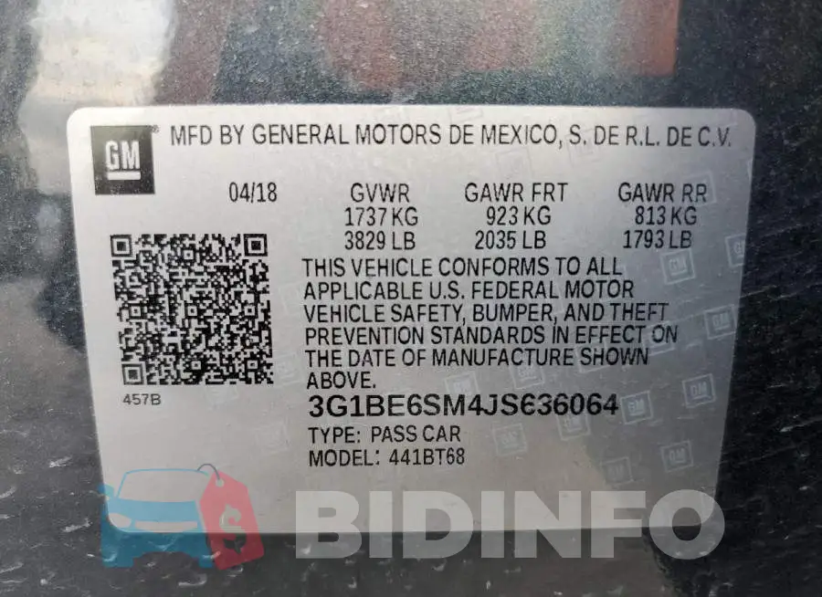 3G1BE6SM4JS636064 Photo# 12