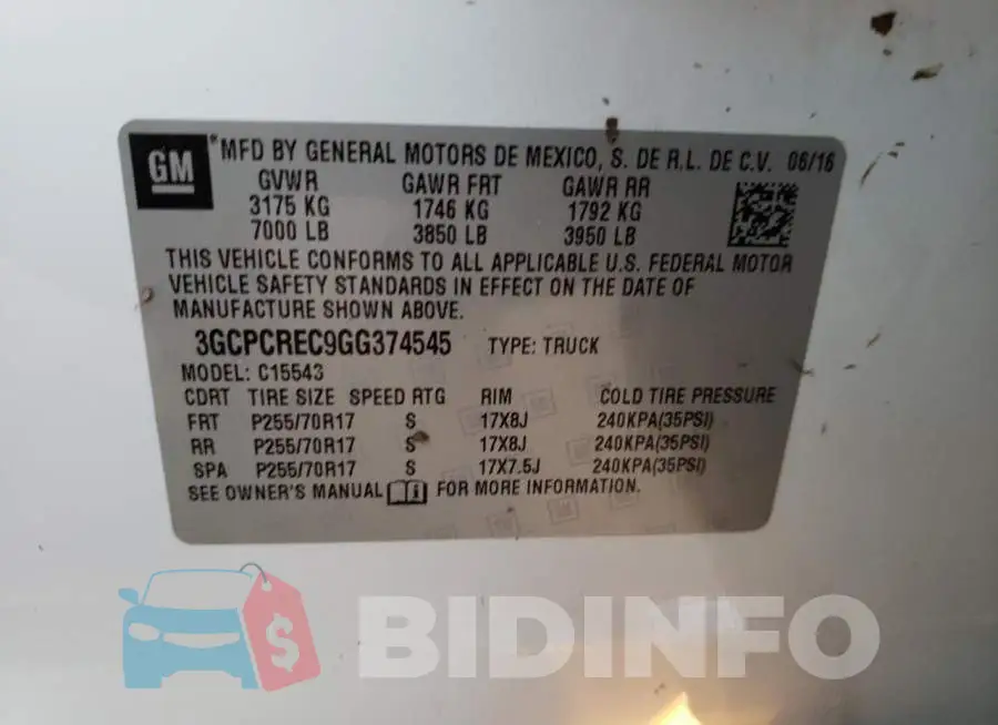 3GCPCREC9GG374545 Photo# 10