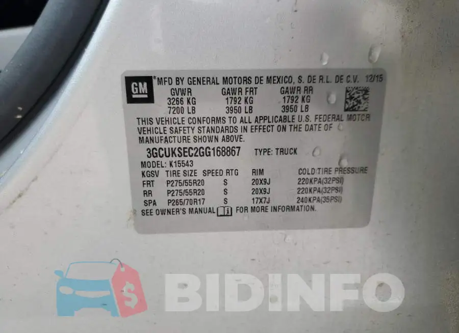 3GCUKSEC2GG168867 Photo# 12