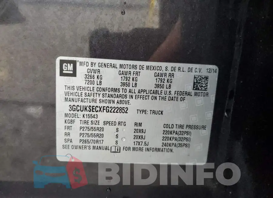 3GCUKSECXFG222852 Photo# 12