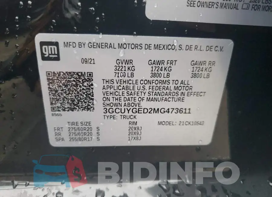 3GCUYGED2MG473611 Photo# 13