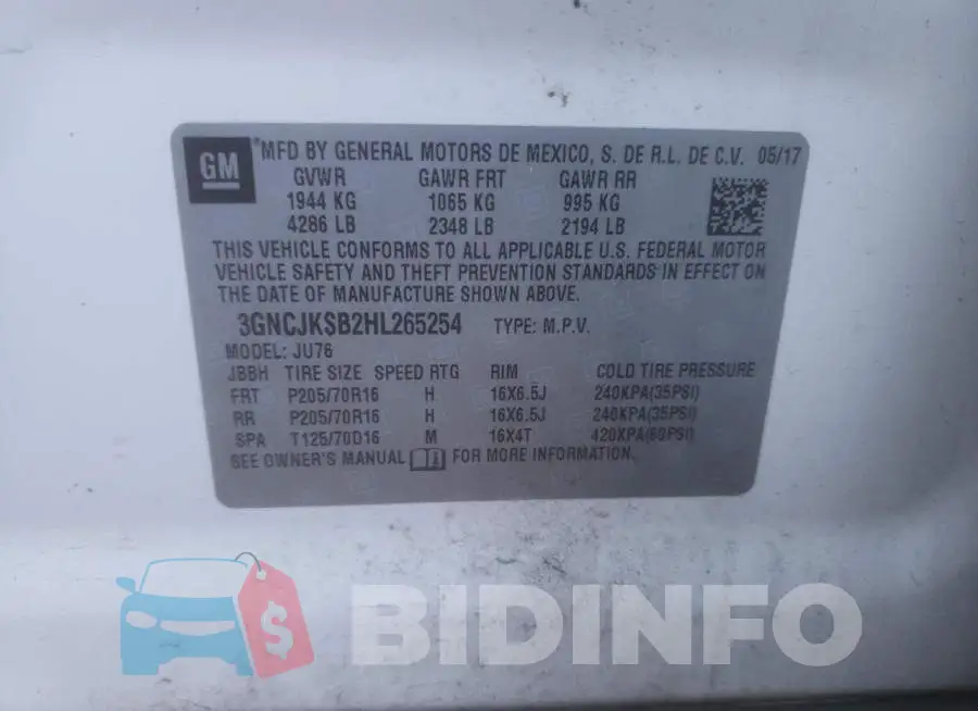 3GNCJKSB2HL265254 Photo# 13