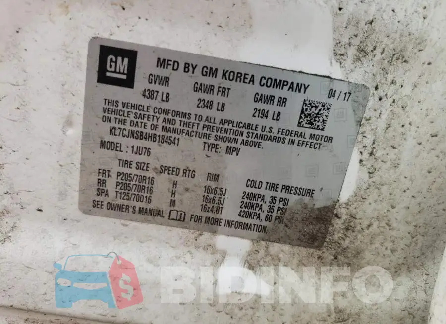 KL7CJNSB4HB184541 Photo# 10