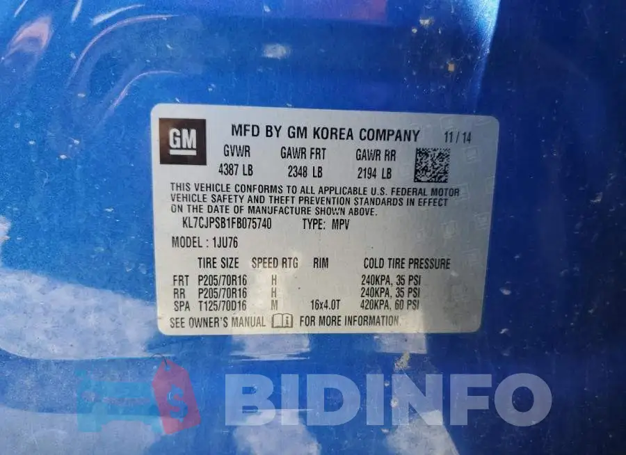 KL7CJPSB1FB075740 Photo# 10
