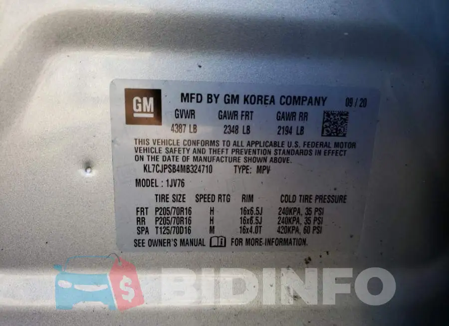KL7CJPSB4MB324710 Photo# 12