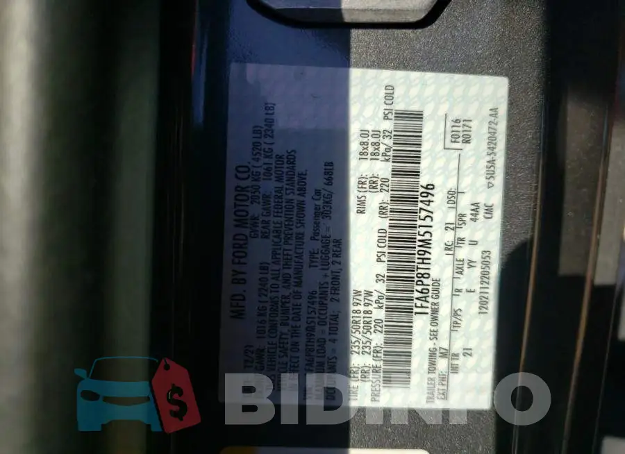 1FA6P8TH9M5157496 Photo# 10