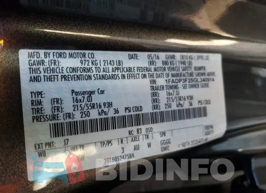 1FADP3F25GL340914 Photo# 12