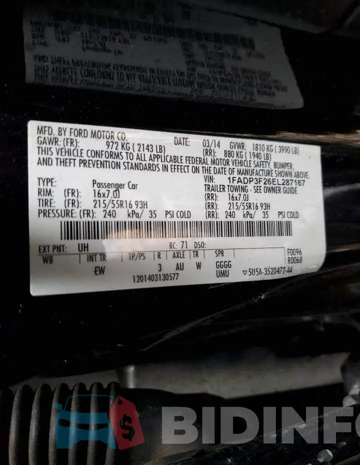 1FADP3F26EL287167 Photo# 12