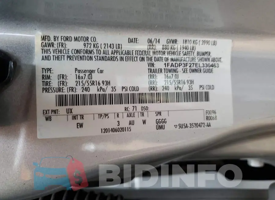 1FADP3F27EL330463 Photo# 12