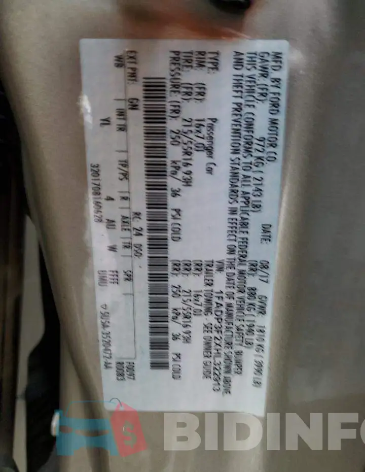 1FADP3F2XHL322913 Photo# 12