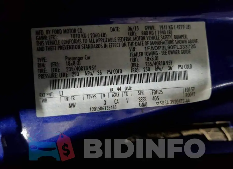 1FADP3L90FL333725 Photo# 13