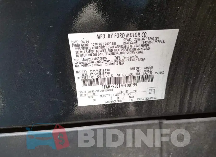 1FAHP2E81FG100199 Photo# 10