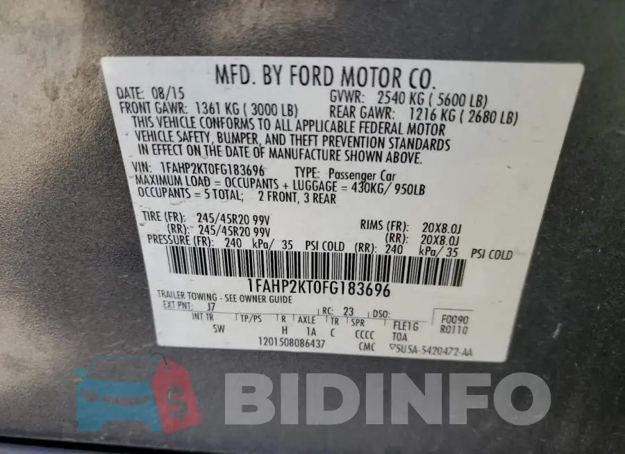 1FAHP2KT0FG183696 Photo# 12