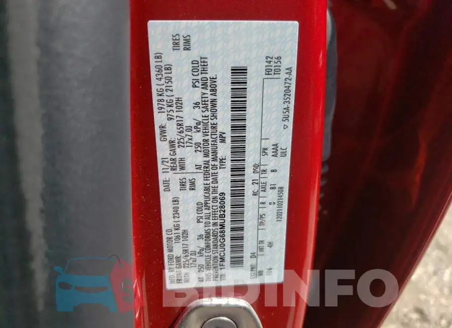 1FMCU0G68MUB28069 Photo# 10