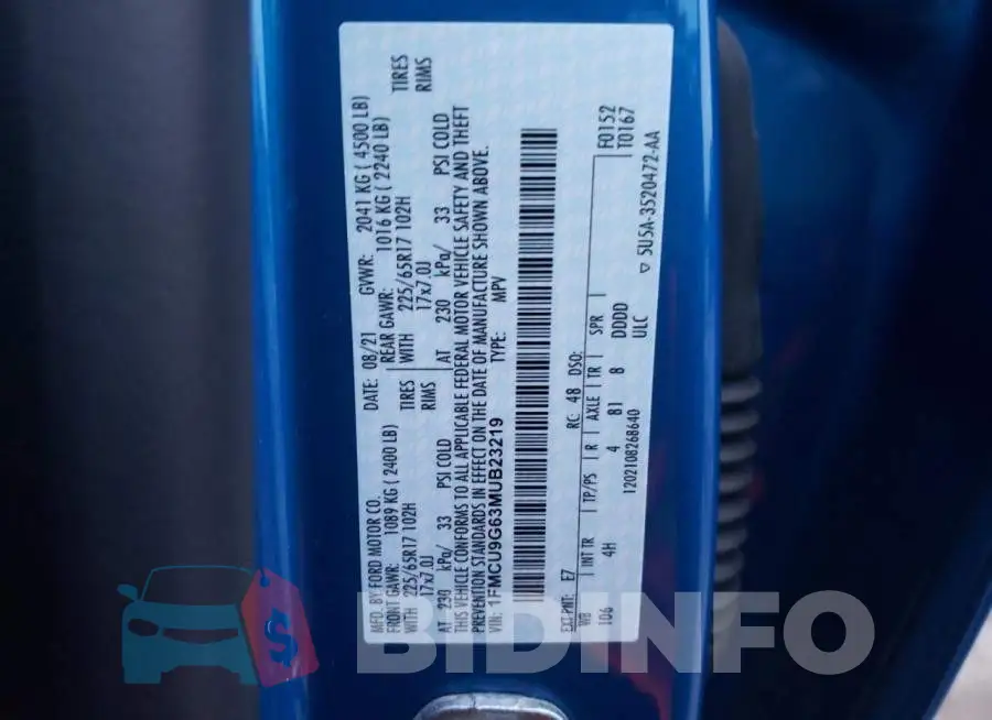 1FMCU9G63MUB23219 Photo# 14