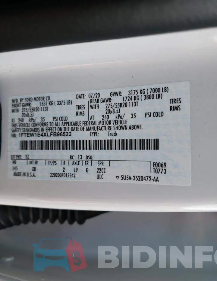 1FTEW1E4XLFB96522 Photo# 12