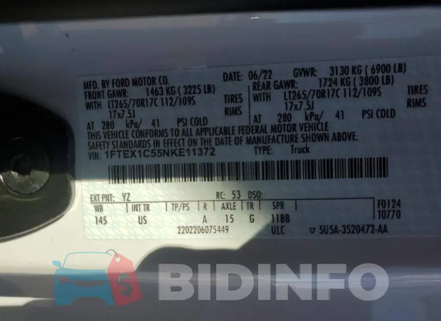 1FTEX1C55NKE11372 Photo# 10