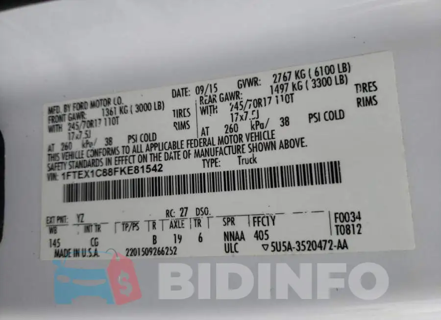 1FTEX1C88FKE81542 Photo# 10