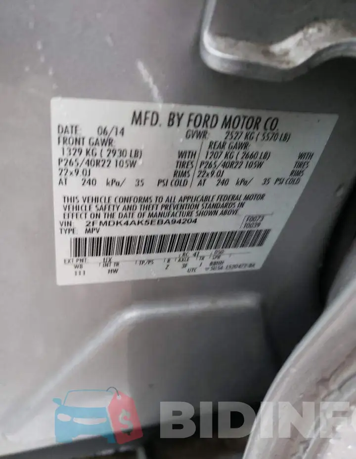 2FMDK4AK5EBA94204 Photo# 13