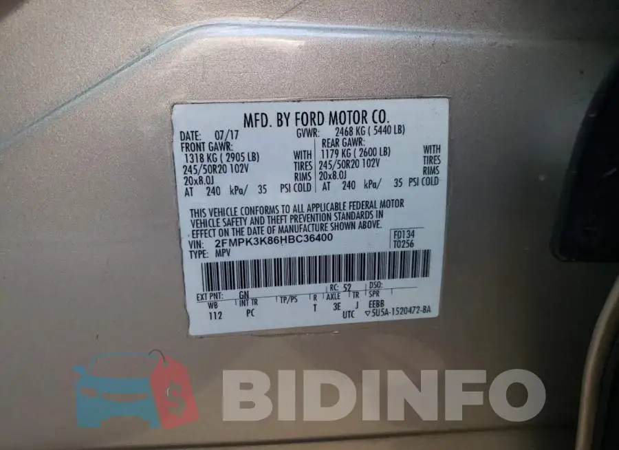 2FMPK3K86HBC36400 Photo# 12