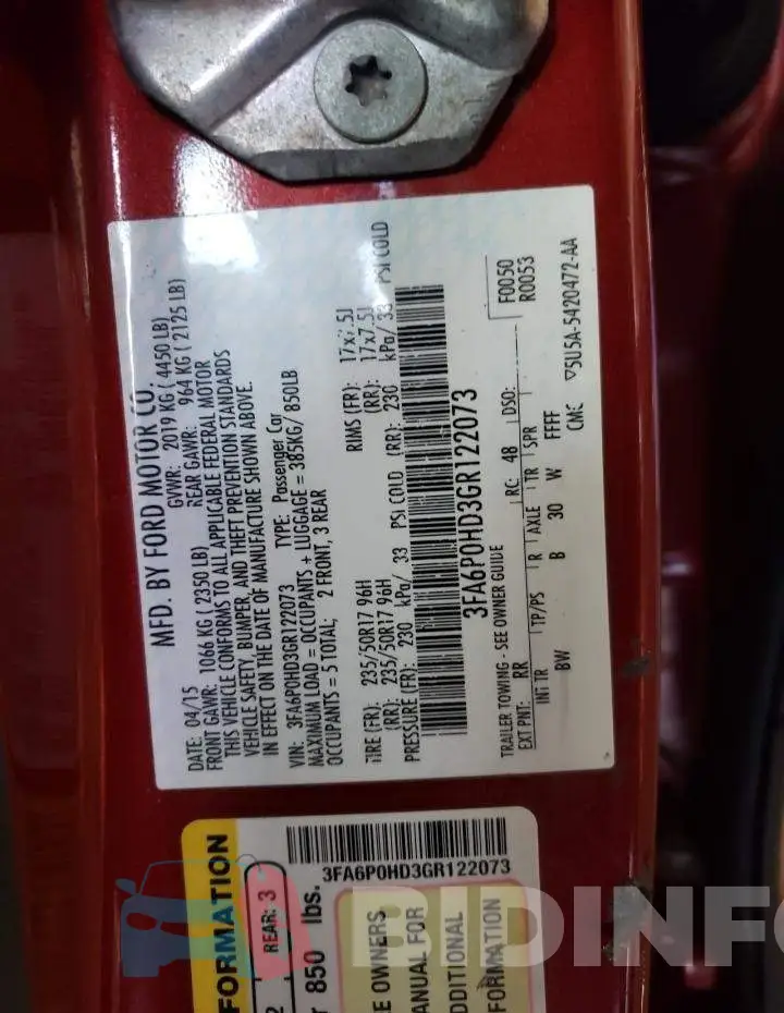 3FA6P0HD3GR122073 Photo# 13
