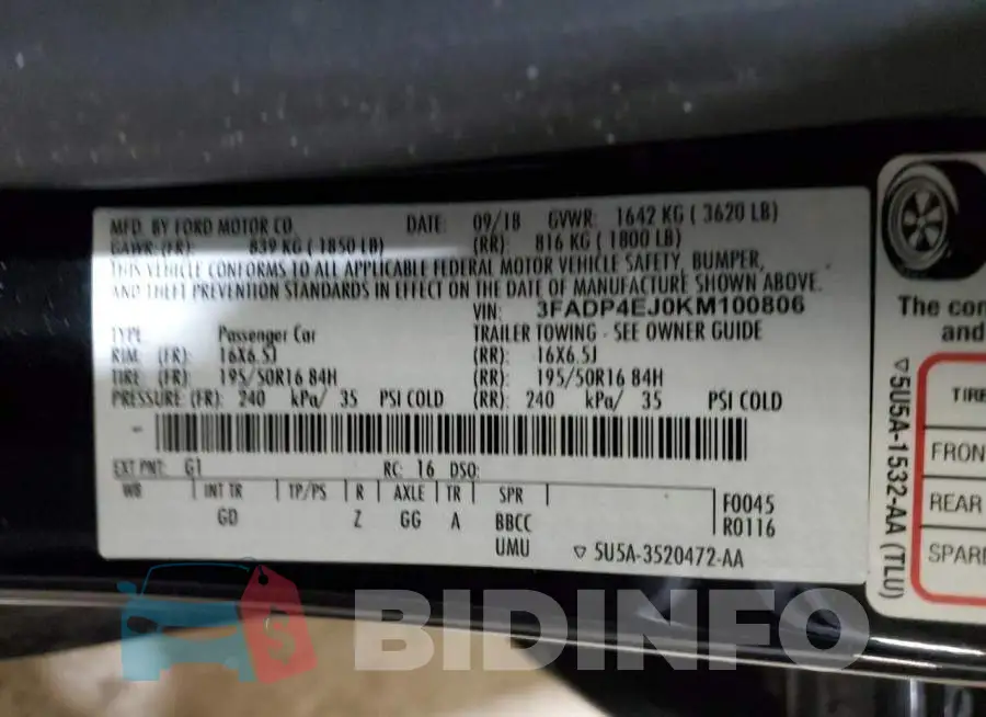 3FADP4EJ0KM100806 Photo# 13