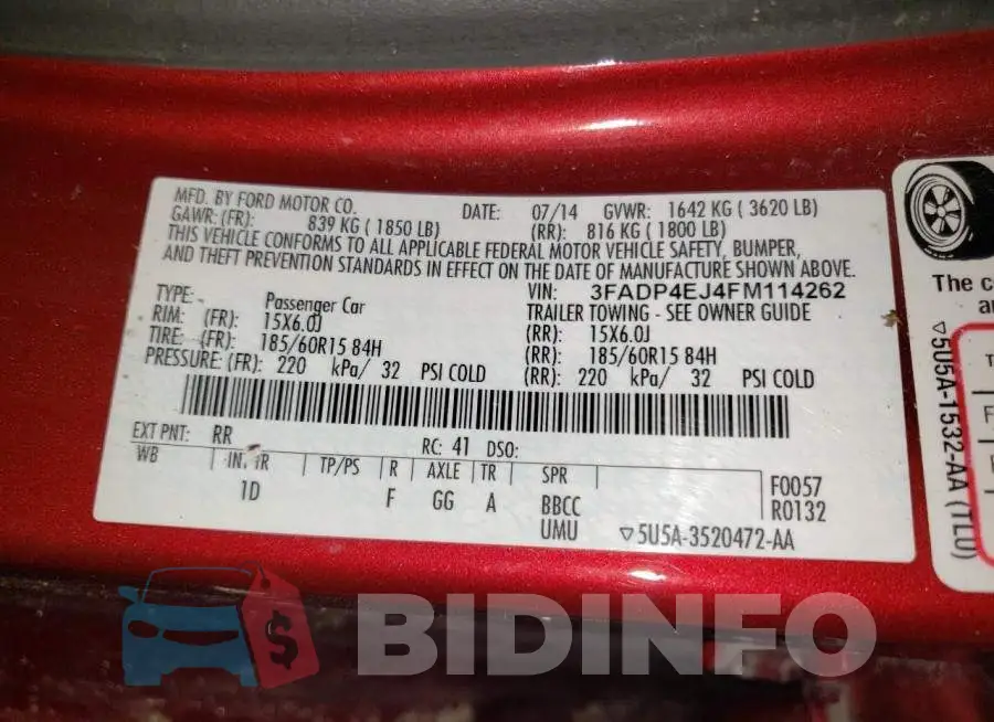 3FADP4EJ4FM114262 Photo# 12
