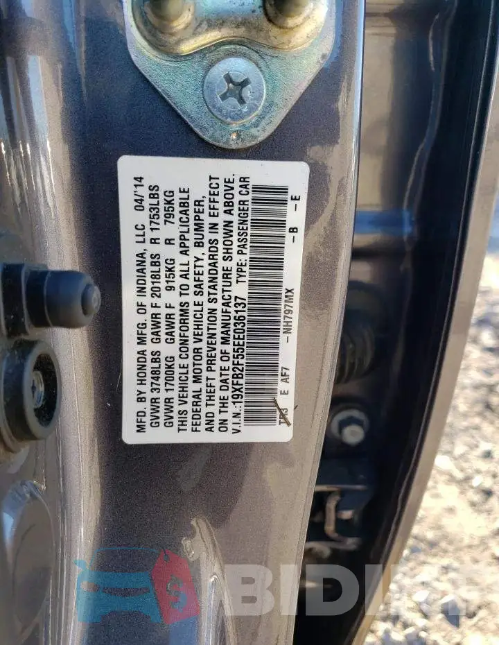 19XFB2F55EE036137 Photo# 12