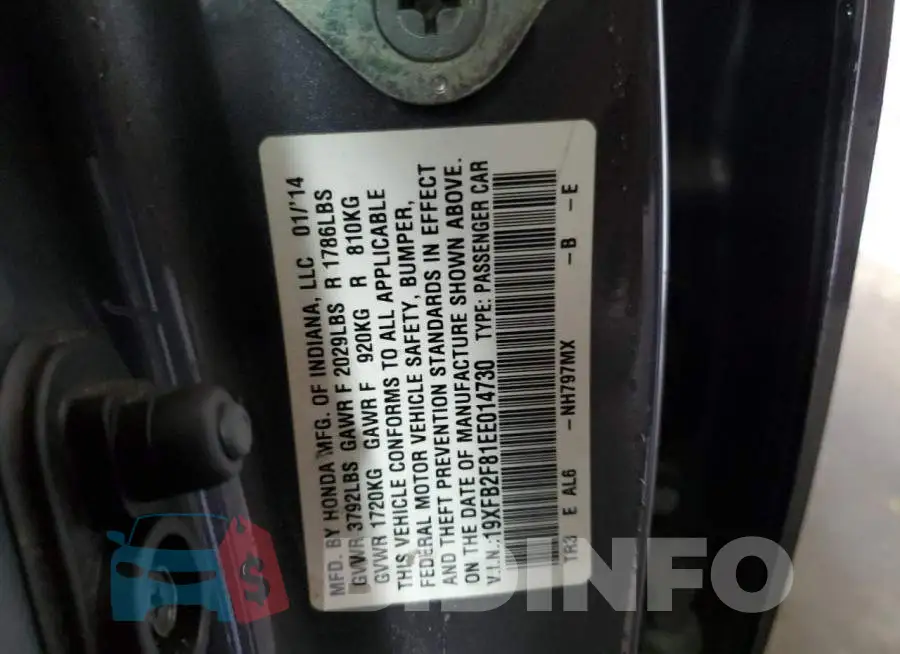 19XFB2F81EE014730 Photo# 10