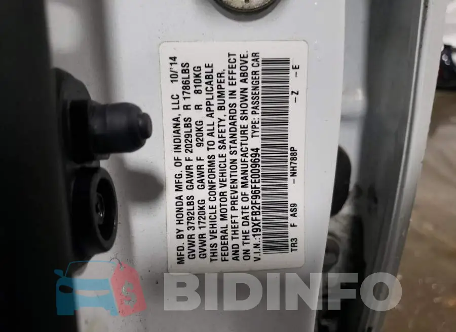 19XFB2F96FE009694 Photo# 13