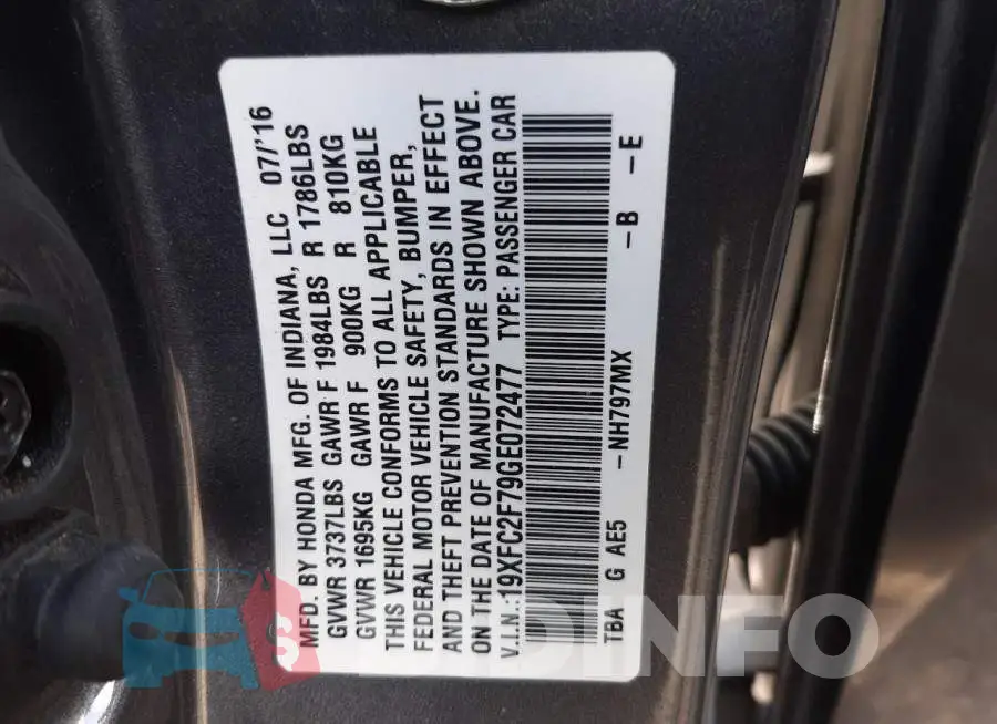 19XFC2F79GE072477 Photo# 12