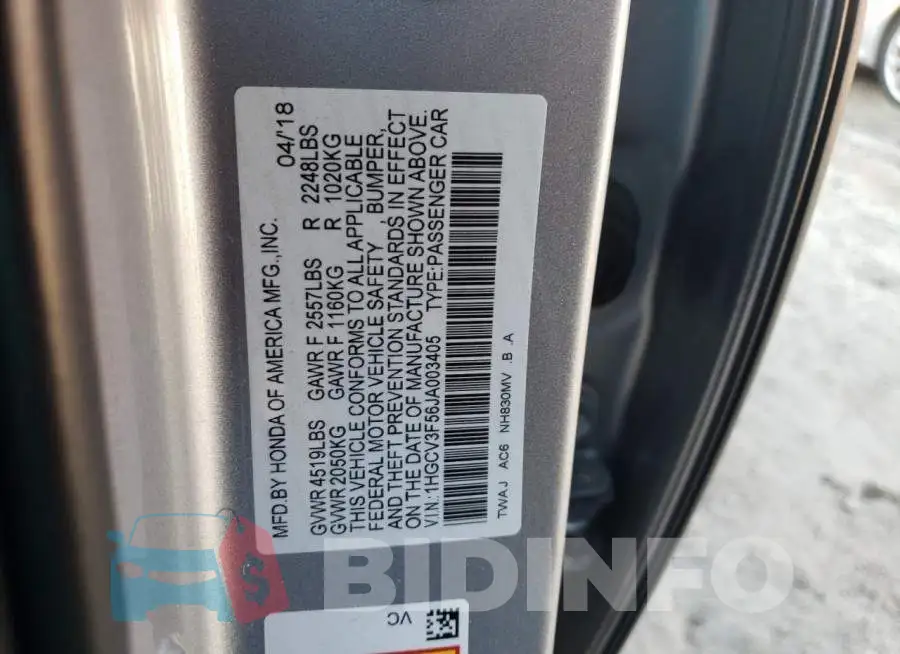 1HGCV3F56JA003405 Photo# 12