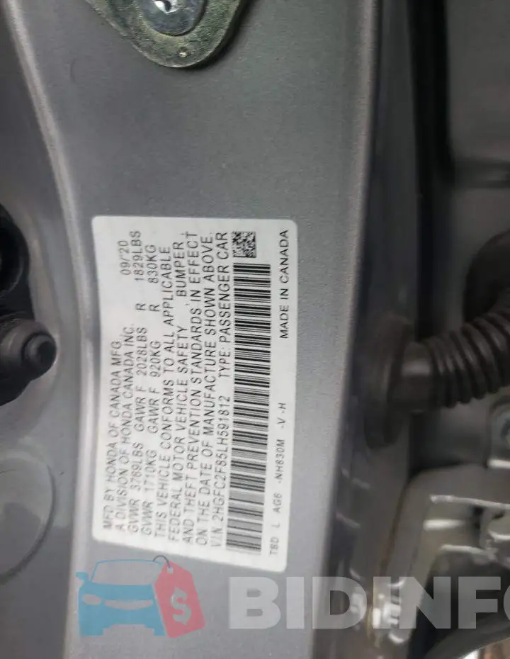 2HGFC2F85LH591812 Photo# 12
